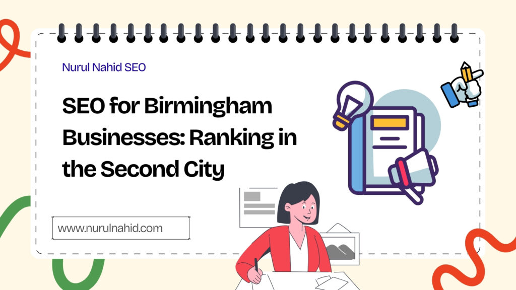 A professional digital marketing audit taking place in a Birmingham Jewellery Quarter office, focused on ranking local businesses in 2026.