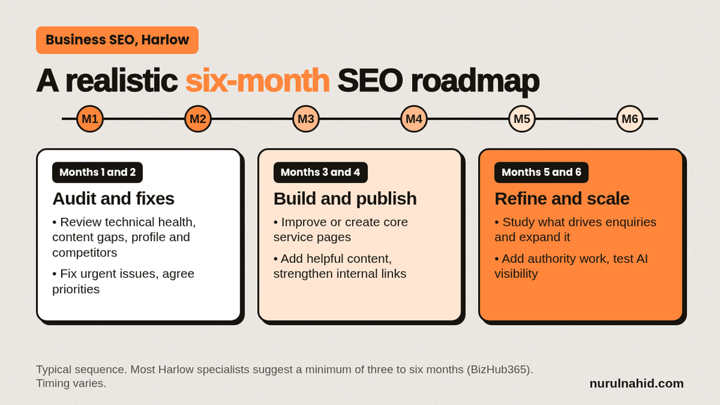 A Realistic Six-Month SEO Roadmap for a Harlow Business