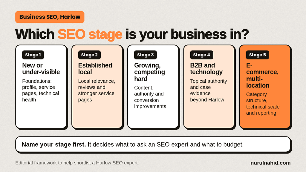 Which SEO Stage Is Your Harlow Business In?
